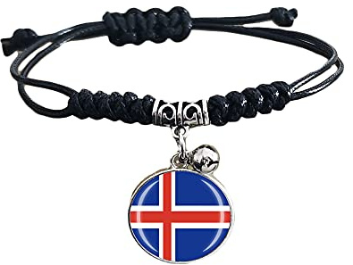 Geflochtenes Armband mit Island-Flagge, verstellbar, Nylonkette, Kristallarmband, Souvenir, modisch, handgefertigt, für Mann und Frau, besonderes Geschenk