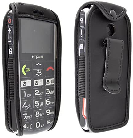 caseroxx Ledertasche mit Gürtelclip für Emporia Simplicity (V27) in schwarz – robuste Handy-Tasche mit Sichtfenster & Gürtelclip aus Echtleder, ideal für Beruf, Freizeit, Outdoor & sicheren Transport