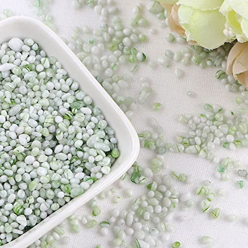 Duories 150g Unregelmäßig abgerundet Deko-Granulat Glassteine Deko，Polierte Dekosteine Aus Glasnuggets,Deko-Steine für Blumentöpfe Aquarium Natur Gartendeko Terrarium Deko Steine Basteln(hellgrün)