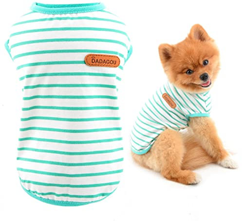SMALLLEE_LUCKY_STORE Basic Pet Shirt Striped Puppy T-shirt Tee for Small Medium Dog Cat Boy Girl Sleeveless Vest Tank Top Teacup Yorkie Chihuahua Summer Clothes