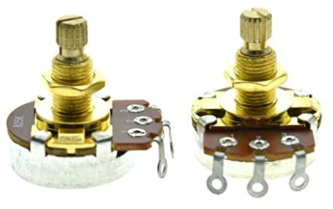 KAISH B25K Metrische Gitarren-Bass-Potentiometer in voller Größe, mit 18 mm Messingschaft, Linear-Tapentiometer, 2 Stück