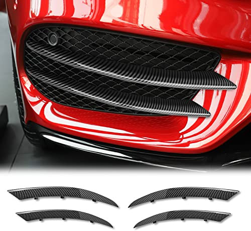 KUNGKIC Frontstoßstange Kühlergrille Lip Splitter Spoiler Compatible with Mercedes Benz C Klasse W205 2015-2018 Zubehör ABS Sport-Stil 4 Stück Coole Außendekoration (Kohlefaser)