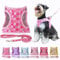 Moonpet Step in Air Hundegeschirr Leine Set – Reflektierendes Blumenmuster gepolsterte Netzweste Geschirr für Katzen, Welpen, extra kleine, kleine, mittelgroße Hunde-Rosa Blume -S