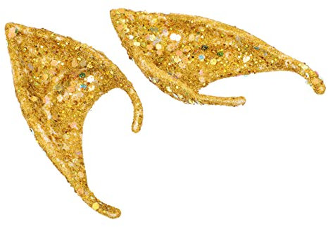 Beatifufu Halloween Ohren Requisiten 1 Paar Latex Gold für Goblin und Fairy