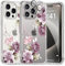 GVIEWIN Case Compatible with iPhone 15 Pro 6.1 2023, with Screen Protector+Camera Lens Protector,Non-yellow Flower Clear PC Slim Shockproof Anti-Scratch Protective Cover, Cherry Blossoms/Purple