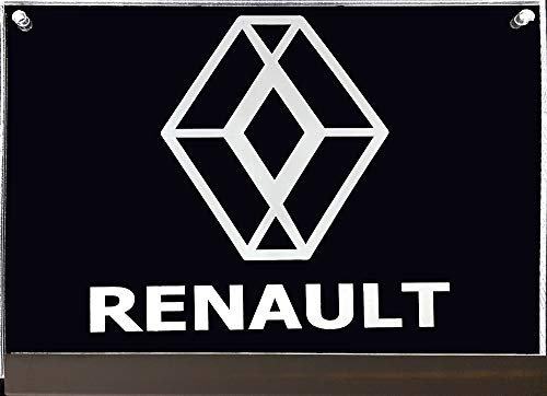 LED Schild kompatibel mit Renault - Logo, 20x15 cm ✓ Ideale Geschenkidee ✓ Lasergraviertes edles Leuchtschild als Truck-Accessoire | Beleuchtetes Raute Logo-Schild für den 12V/24V-Anschluss