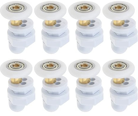 YINETTECH 8PCS Shower Door Rollers: Ultra-Quiet, Replacement Runners Wheels, 25mm Roller Diameter, Suitable for 4-6mm Glass Doors, Modern Style, White