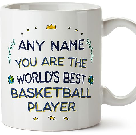 MUGFFINS Tazas Personalizadas para JUGADORA DE BALONCESTO - En Inglés - World's Best - 11 oz / 330 ml - Regalo Personalizable original y divertido