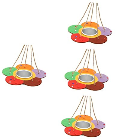 Toyvian 4 Sätze Kinderhandwerk DIY-vogelfutterhaus-Set Vogelhäuschen Färben Kinder Bemaltes Spielzeug Kunsthandwerk Futterspender Für Kolibris Im Freien Sonnenblume Hölzern Draussen