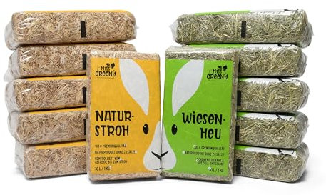Miss Greeny - 6kg Wiesenheu und 6kg Natur-Stroh - in Handlichen 1kg Beuteln