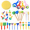 Schwamm Malerei Pinsel Set, 30 Stücke Kinder Malwerkzeuge Set, Schwamm Pinsel Set, Kinder Früherziehung Lernen Zeichnung Werkzeuge Art Draw Tools für DIY Kunsthandwerk