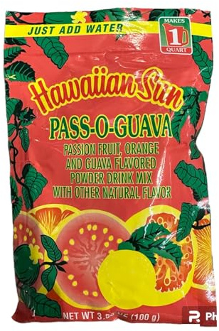 Hawaiian Sun Pass-O-Guava Powder Drink Mix: A Tropical Guava Escape in Every Sip – 4.4 Oz (pack of 5)