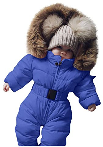 Bambino Piumino Giubbotto Unisex Invernale con Cappuccio Bambino Tute da Neve Inverno Pagliaccetto Caldo Abbigliamento Neonato Romper Giacca Caldo Pagliaccetti Overalls (B Light blue, 0-3 Months)