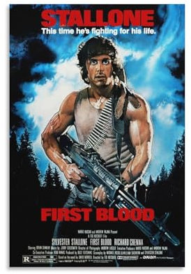 LIANGSHUANG Poster American Chase Films First Blood Poster Coole Kunstwerke Malerei Wandkunst Leinwanddrucke Hängende Bild Poster 20 x 30 cm