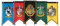 Conquest Journals Harry Potter Wizarding House Bannerflaggen-Set, 30,5 x 50,8 cm, Polyester-Flaggen, Set mit 5 Stück, enthält Hogwarts-Wappen, Gryffindor, Slytherin, Ravenclaw und Hufflepuff-Banner,