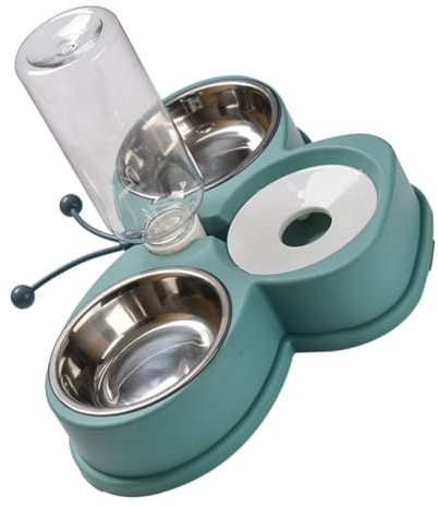 Angoily Fontaine à Eau Automatique Bol De Nourriture pour Animaux De Compagnie Gamelles pour Chats Bol De Chat Mangeoire pour Chiots Nourriture pour Chien Chaton Vaisselle Acier Inoxydable