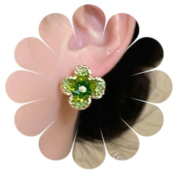 Boucles d'oreilles clous d'oreilles fleurs vertes Boucles d'oreilles clous d'oreilles cristal vertes Boucles d'oreilles clous d'oreilles strass délicates Bijoux pour femmes filles