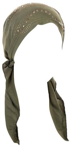 ihreesy Muslimische Turban-Mütze, Leichte Sommer-Hijab-Mütze Chemo-Krebs-Kopftuch Atmungsaktiv Motorhaube Hijab-Unterschal-Mütze Hijab Kopftuch Beanie Mütze,Armeegrün