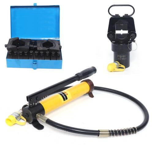 Konfiur Pinza a pressatura idraulica, 15 toni, con 13 matrici da 16 a 500 mm, capicorda pinza crimpatrice, pinza per schiacciare, pinza split-crimper, nero e giallo