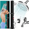 Qdreclod Doccia Solare da Giardino 35 Litri 60°C Max Doccia Solare da Esterno con Regolazione Acqua Calda e Fredda，Doccia Solare con Rubinetto e Soffione Doccia per Piscina