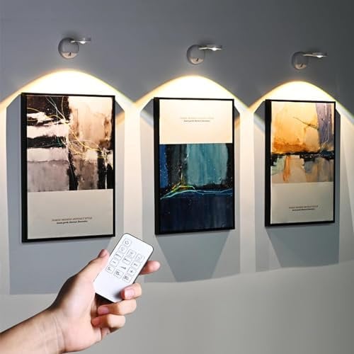 Mixtooltoys 2-Pack Battery Operated Magnetic Picture Light with 3 Lighting Modes, Remote and Dimmable Timer for Art Display