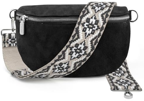 ARTVALL - Umhängetasche Wildleder Tasche Handtasche Velours Bauchtasche Klein mit Schultergurt Design Taschenband abnehmbar verstellbares Riemen Crossbody Bag Echt Ledertasche Damen mit Reißverschluss
