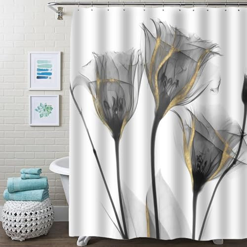 FAIRYGATE Outdoor Vorhänge Wetterfest Shower Curtains 180x180cm Wasserfeste Duschvorhänge Polyester Waschbar Badzimmer Badewanne Vorhang Duschvorhang Anti Schimmel mit 12 Duschvorhangringe B8207