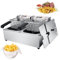 12 L Friteuse électrique, friteuse inox, 5000W, Friteuse grande capacité, friteuse professionnelle 2 bacs avec régulateur de température friteuse electrique avec huile 60℃-200℃