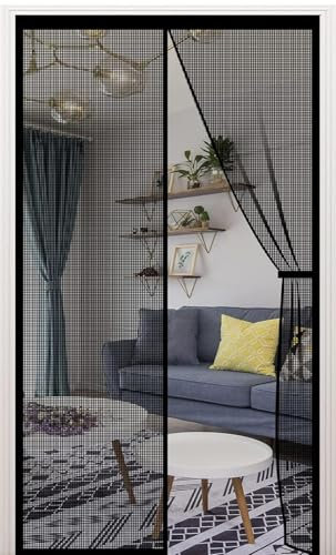 XCMVCN Mosquitera magnética para puerta de balcón, 60 x 190 cm, protección contra insectos, montaje sencillo sin necesidad de taladrar, para puerta de balcón o terraza, color negro