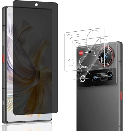 Jewloofa Verre Trempé Anti-espion pour ZTE Nubia Z70 Ultra, Contenir 1 Pièce Film Protection Ecran de Confidentialité et 2 Pièces Caméra Arrière Protecteur, Protection écran pour Nubia Z70 Ultra