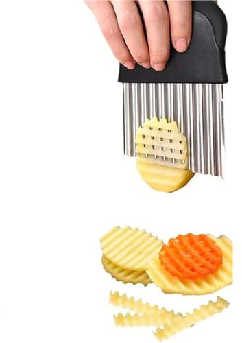 NJNNN Coupe-Frites Multifonctionnel en Acier Inoxydable, Hachoir ondulé, Couteau à Couper, for légumes, Pommes de Terre, Chips de Carottes et Fruits, 14 cm