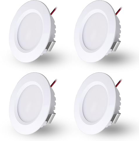 Faretti Led da Incasso per Cartongesso,4 Pezzi, 3W Faretti Led Soffitto, IP44 AC 220-230V Faretto LED Interno Alluminio Ultrasottili 15mm Per Luci Cucina Bagno Camper (Bianco, Bianco Caldo 3000K)