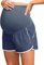 Maacie Short De Sport Décontracté 2 en 1 Taille Haute pour L'Été De Maternité Gris Bleu S