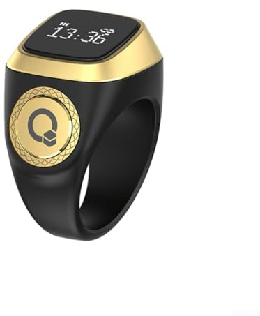 HpLive Fingerzähler Smart Ringzähler, Digitaler Gebetszähler Wasserdicht mit Vibration Erinnerung, Tragbarer Nummern-Click-Zähler mit Display(18mm Schwarz)