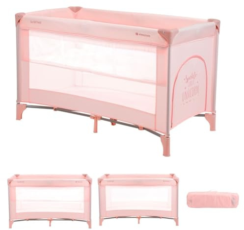 Kikkaboo Reisebett, Laufstall So Gifted 2 Ebenen Matratze, Tragetasche, Öffnung rosa pink