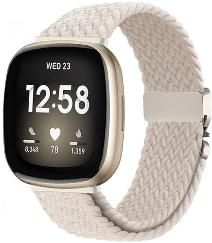 VELULYX Nylon-Geflechtband Kompatibel mit Fitbit Versa 3/Versa 4, Elastisches armband für Fitbit Sense 2/Sense