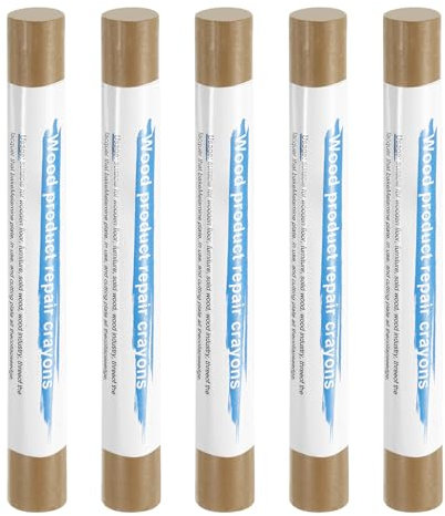 sourcing map 5pcs Wood Filler Sticks Wooden Wax Touch Up Furniture Repair Crayons for Scratch Hole Wood, Gold Oak