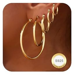 LOLIAS 5 Paar Creolen Silber 925 14K Gold Ohrringe Hypoallergen Leichte kleine mittel große Stapel ohrringe für mehrere Piercings 10/14/20/30/40mm
