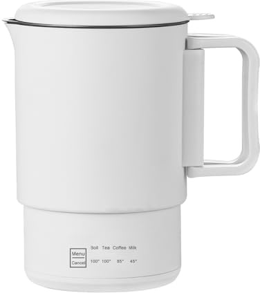 Intelligenter Wasserkocher 0,7L 600W Multifunktions, Sicherheits-Trockensiedeschutz, abnehmbarer Basis & Edelstahl-Innenwand – Kompakt, tragbar & energiesparend für Küche, Büro & Reisen