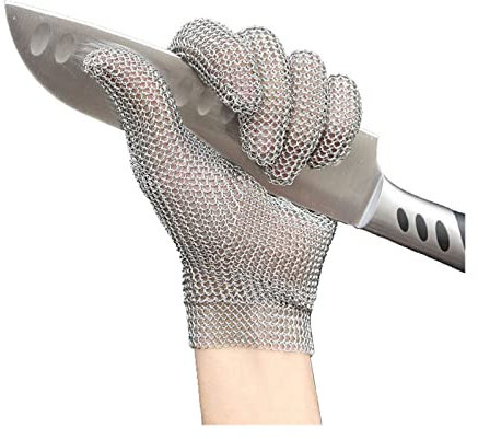 KONGMM Guantes Anticorte, Guante de protección Guante de Malla de Acero Inoxidable Anit-Cut Knife Resistente Chain Mail Guante de protección for Carnicero de Cocina(Medium)