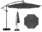 COSTWAY Parasol Déporté Professionnel 3x3 m, Grand Parasol de Jardin Extérieur 96 LED Solaire 9 Modes, avec Manivelle, 2 Sacs de Sable, Inclinable, pour Balcon, Terrasse, Piscine (Gris)