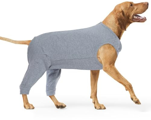 PUMYPOREITY Erholungsanzug Hund, Body Hunde Nach Op Rüde Bandage Hund Hinterbein Postoperative Kleidung Wundschutzanzug Nach Op Hose Hund Hinterbein(Grau, 2XL)