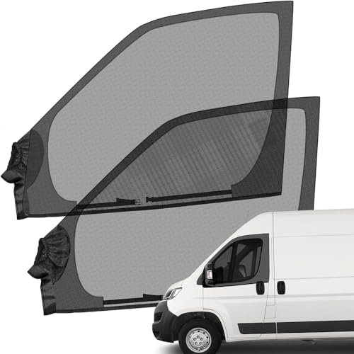 Moustiquaires de Porte Avant pour Fiat Ducato/Peugeot Boxer/Citroen Relay 2006-2025, 2 Pièces Pare-Soleil de Fenêtre de Voiture Maille Respirante pour Camping Protection Insectes