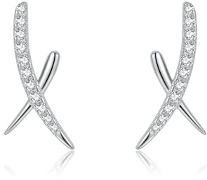 SLUYNZ 925 Sterling Silber CZ X Ohrringe Ohrstecker für Damen Mädchen Teenager X Ohrstecker