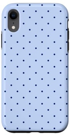 Light Blue Navy Polka Dot Aesthetic Cute Tiny Polkadot Case for iPhone XR