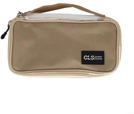 Bebykilemi Camping Utensil Bag Portable Cutlery Case Travel Silverware Pouch Oxford Cloth Backpacking Cooking Gear Organizer Hiking Tableware Storage Picnic Kitchen(Khaki)