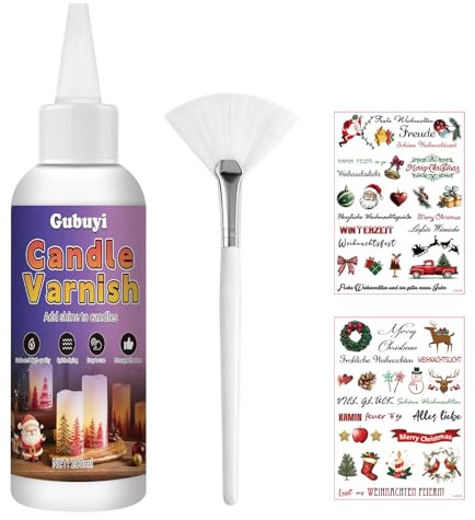 200ml Lacca per Candele, Vernice Lucida Trasparente, Vernice Acrilica | Vernice Lucida per Candele, Impermeabile, Trasparente, Fissaggio Del Colore, Asciugatura Rapida, candele Vernice con Pennello