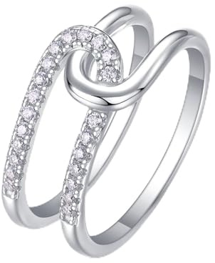 Skcess 14K Weißgold Wedding Ring, Promise Ring Moissanit Weiß Größe 52 (16.6)