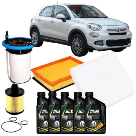 KIT TAGLIANDO 4 FILTRI OLIO SELENIA 0W30 5LT COMPATIBILE CON FIAT 500 X 1.6 MULTIJET 120CV EUR.6