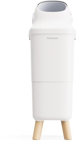 Momcozy Windeleimer mit 3-fach-Verschlusssystem zur Reduzierung von Gerüchen, windeleimer geruchsdicht breite Öffnung, ergonomische Höhe, großes Fassungsvermögen mit Sichtfenster, diaper bin